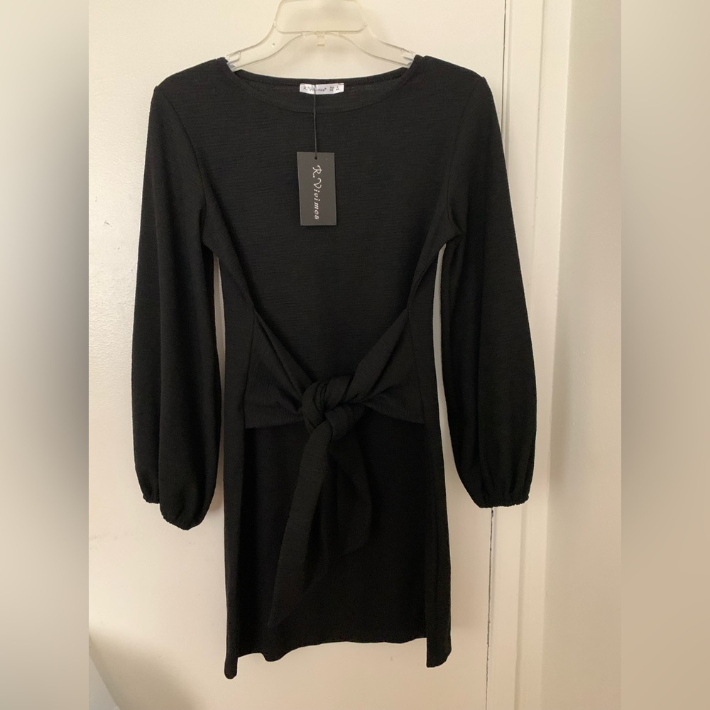 R.vivimos Black Short Dress with sleeves Small NWT
